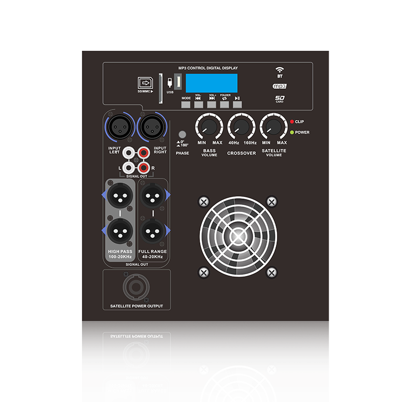 PL28SUB-5-1.1: Full Range eller High Pass Output Modes 1.1 Channel Power Out Line Array Høyttaler funksjonsmodul