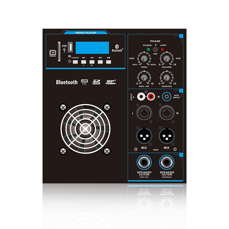 SUB12-2.1: Mix Out og Power Output for Satellite 2.1 eller 2.2 Channel Power Out Line Array Speaker Functional Module