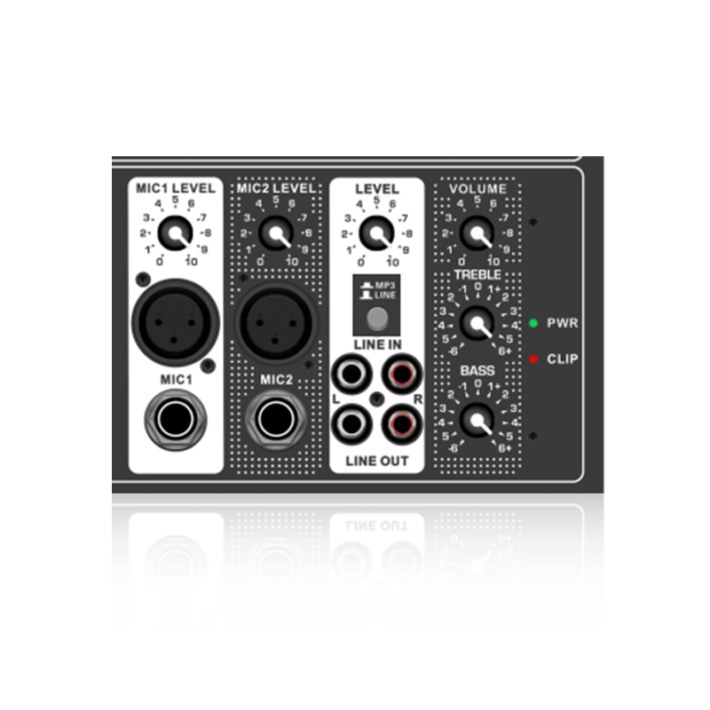 PL4: To mikrofoninnganger og enkeltlinjekanalinngang horisontal analog funksjonsmodul for klasse AB-forsterker