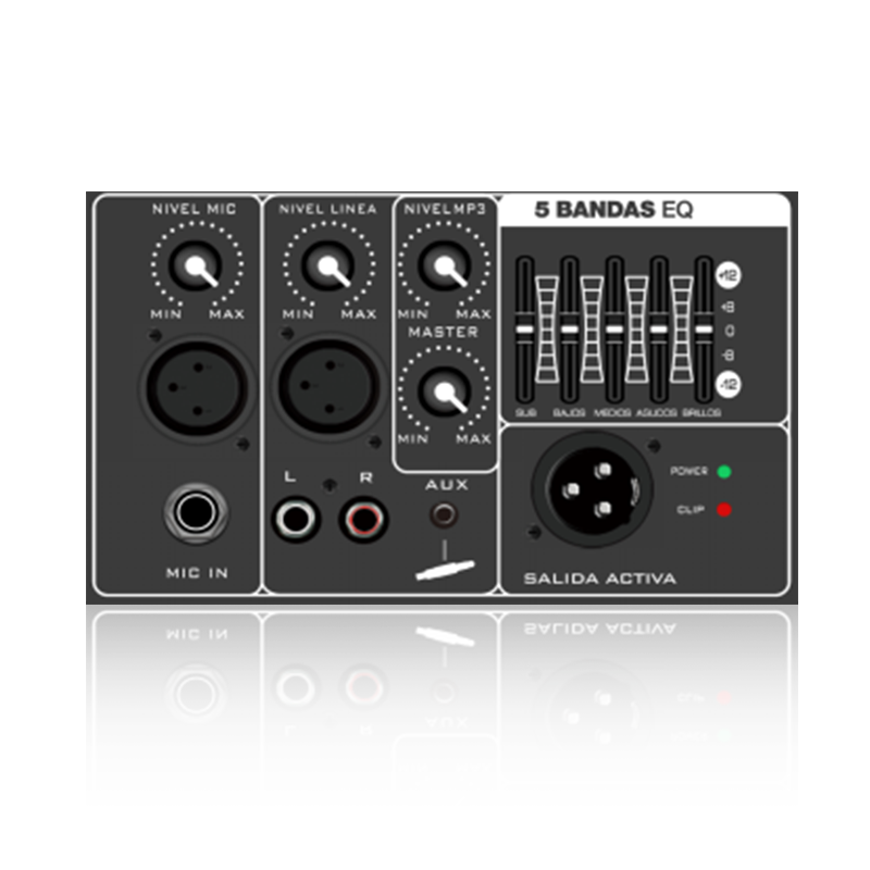 PL79: Balansert utgang med 5-bånds grafisk equalizer Horisontal Analog Functinal Module for Klasse AB-forsterker