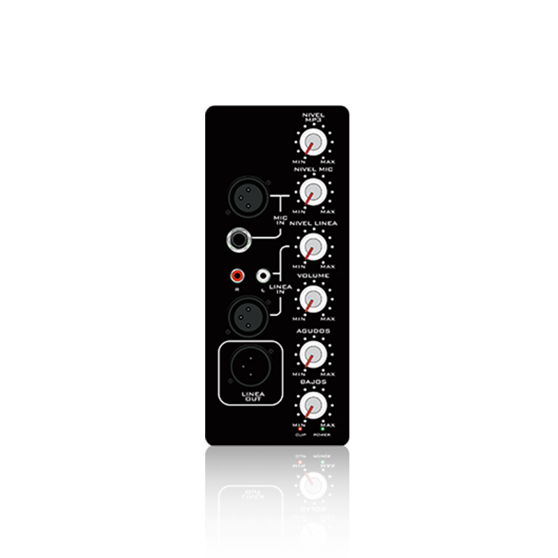 SP2: Diskant- og bass-EQ-kontroll og Mix Out Vertical Analog Functinal Module