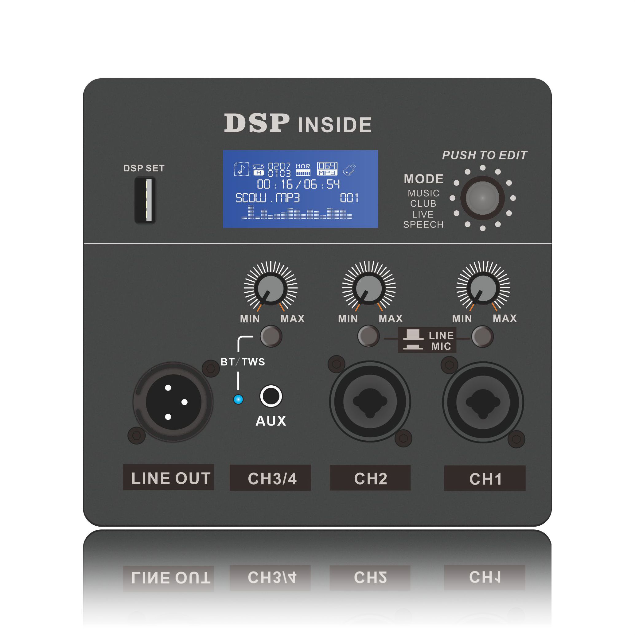 DSP1801: Aktiv fullfrekvenshøyttaler ADAU1701-basert DSP-funksjonsmodul