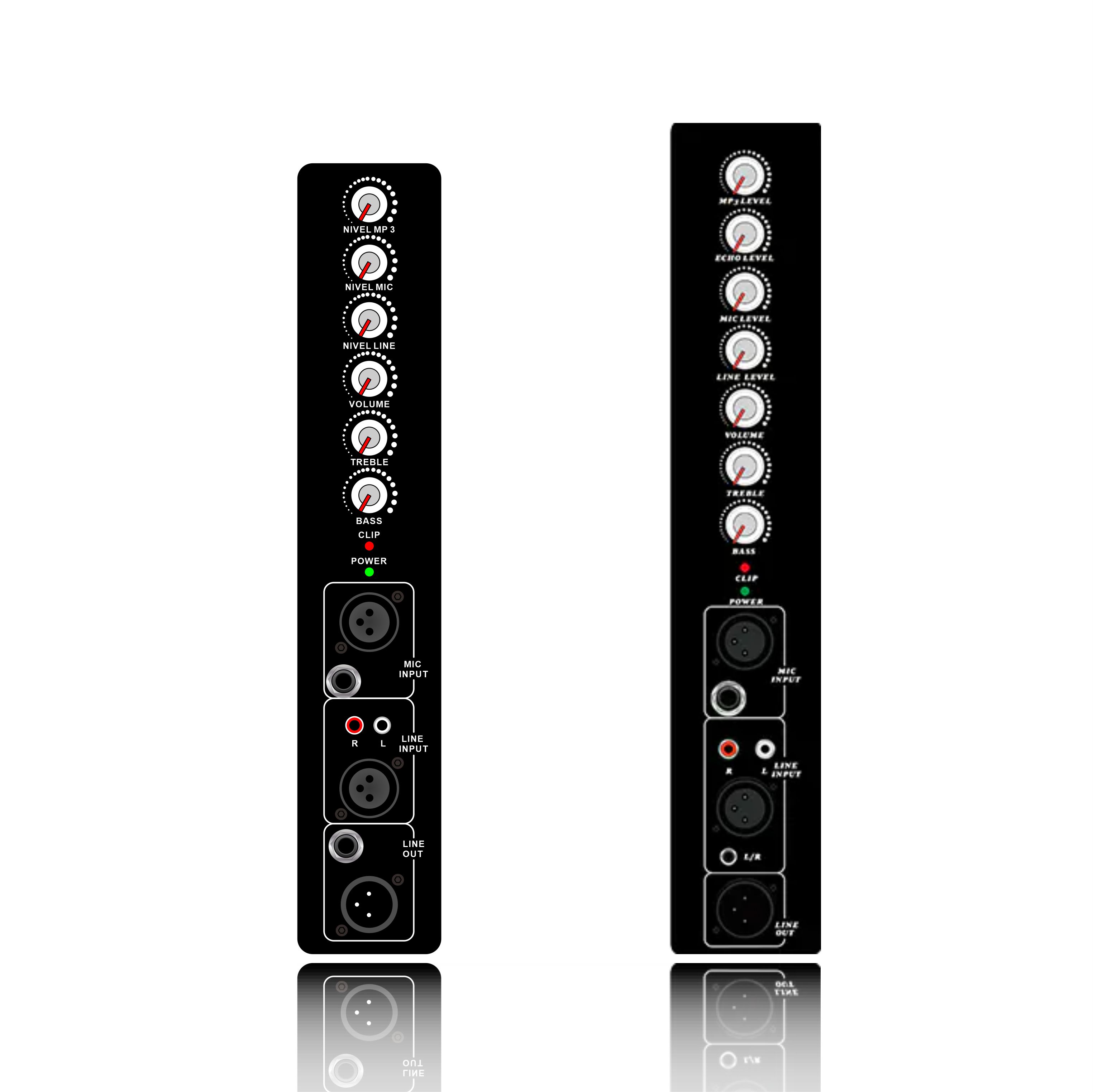 PL2/PL2E: Enkel mikrofonkanal Enkellinjekanalinngang og grensebeskyttelse Vertikal analog funksjonsmodul