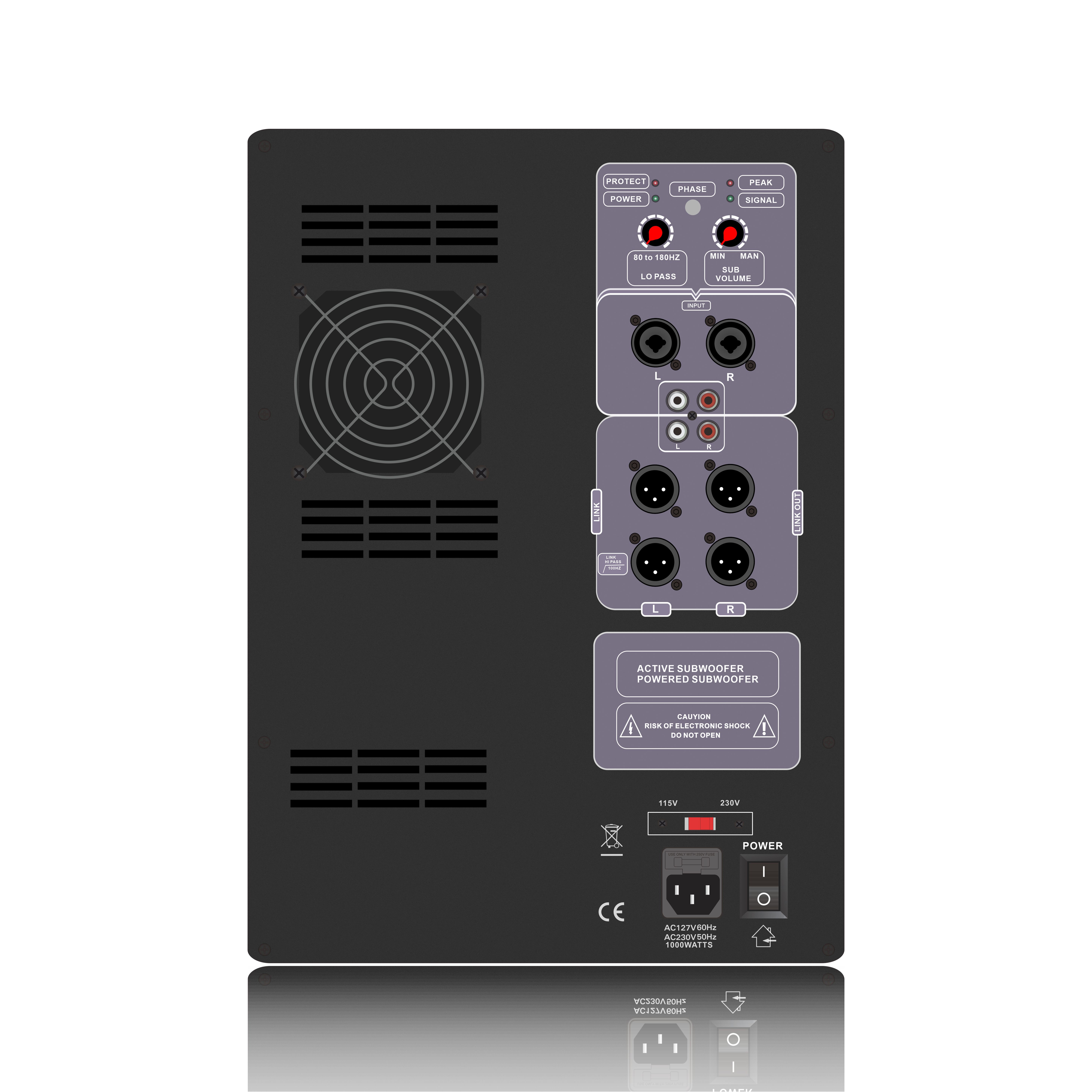 Kraftig 1.0-kanals subwoofer SUB18-600